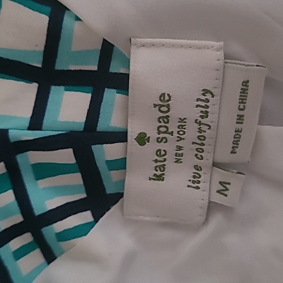 Kate Spade Tatiana Peplum Fitted Sleeveless Breeze Block Side Zip Top, Sz M - Picture 3 of 5